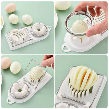 Multifunctional Egg Cutter Stainless Steel Egg Slicer Sectioner Cutter Mold Flower-Shape Luncheon Meat Cutter Kitchen Gadgets